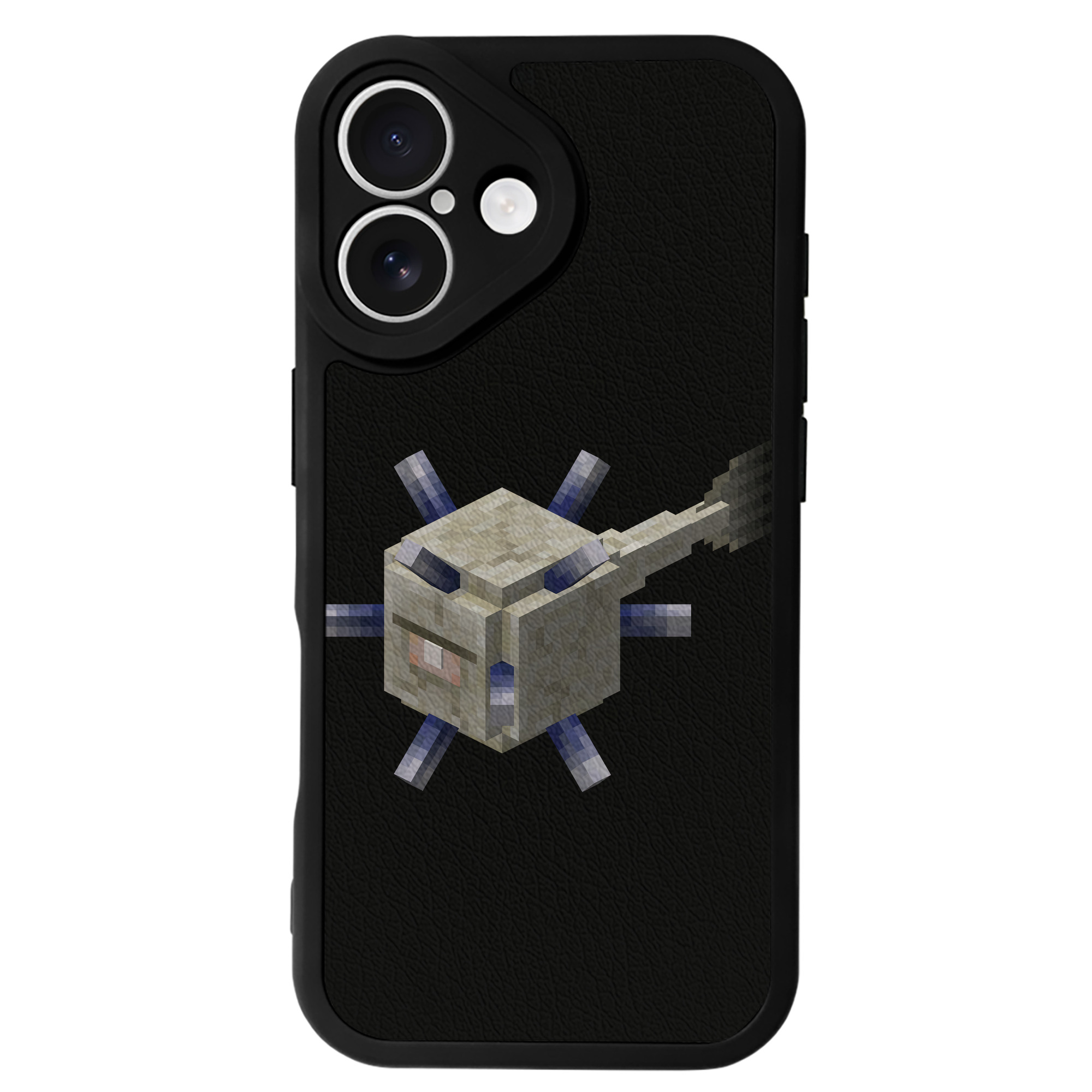 （画像用） マインクラフト ブロックの世界 Minecraft MC Block world 【iPhone 16シリーズ対応】シリコンスマホケース（レザー調） 材質：シリコン